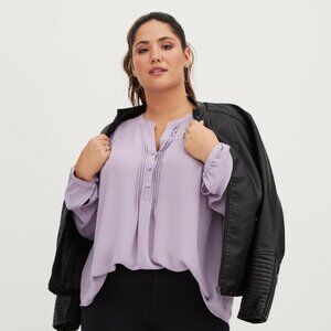Torrid Georgette Pintuck Button-Front Blouse Lavender Size 4 4x